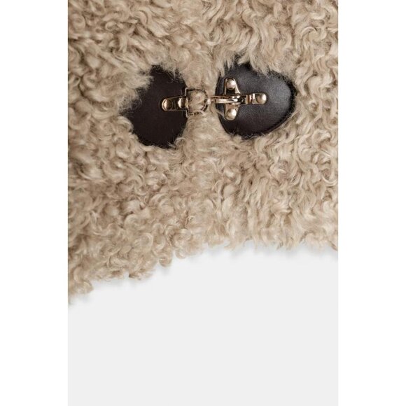 ZARA FAUX FUR JACKET WITH FIREMAN CLASPS - Picture 9 of 9